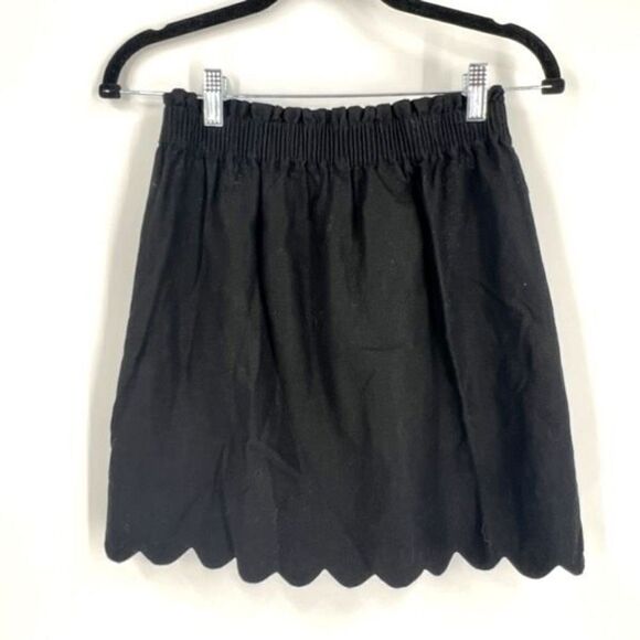 J. Crew Women's Linen Blend Scalloped Hem Paper Bag Waist Skirt Black Size 2 - Picture 1 of 10